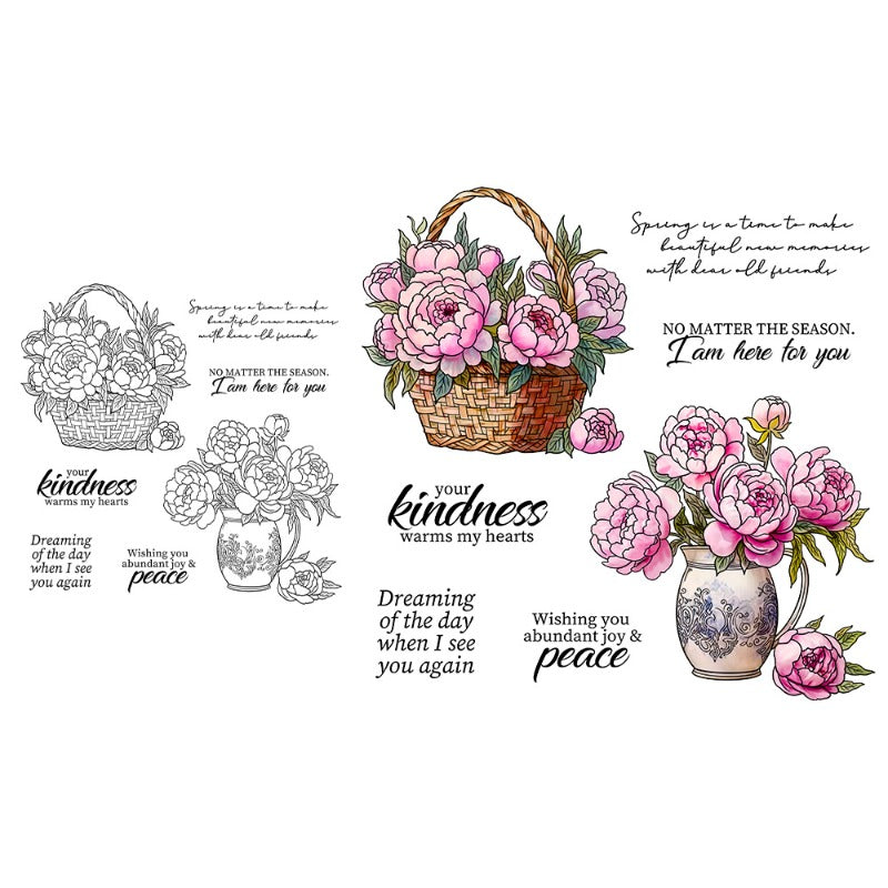 Flower Basket Dies & Stamps Set