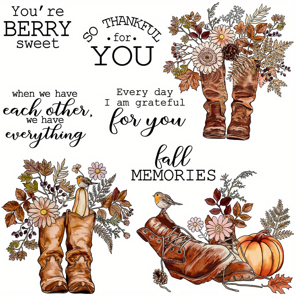 Autumn Flowers and Boots Dies & Stamps Set