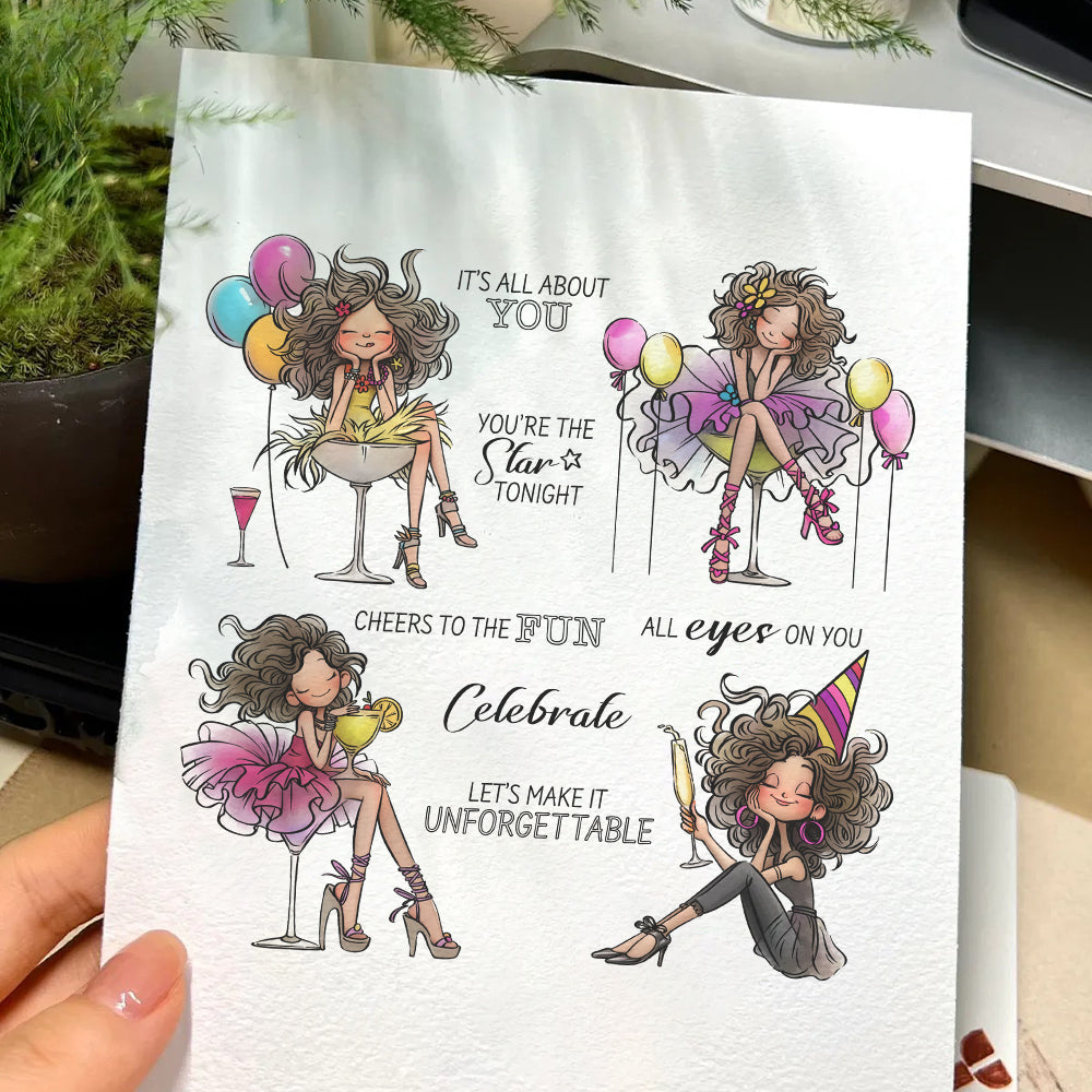 Beautiful Girls Birthday Party Clear Stamps