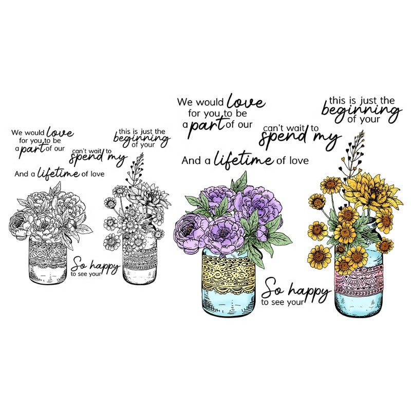 Blooming Flowers In Vase Dies & Stamps Set