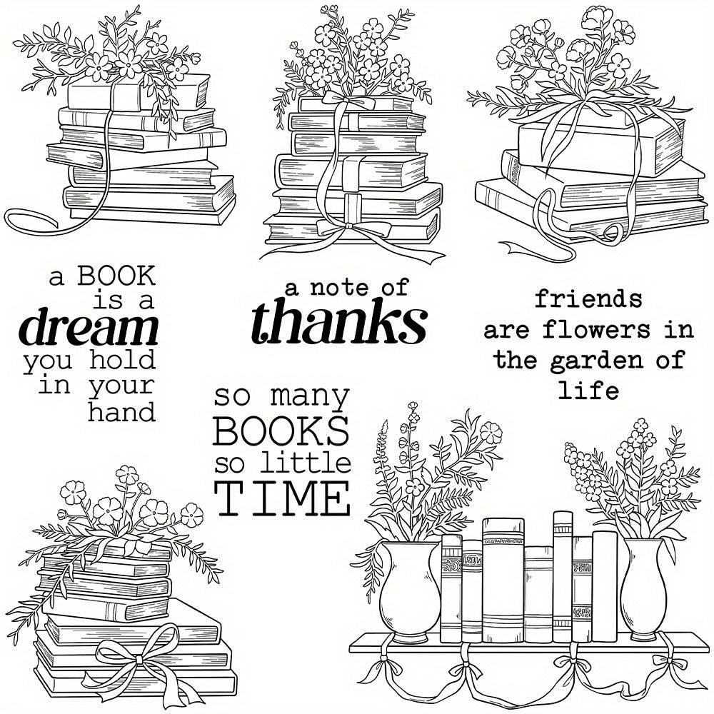 Blooming Flowers and Books Dies & Stamps Set