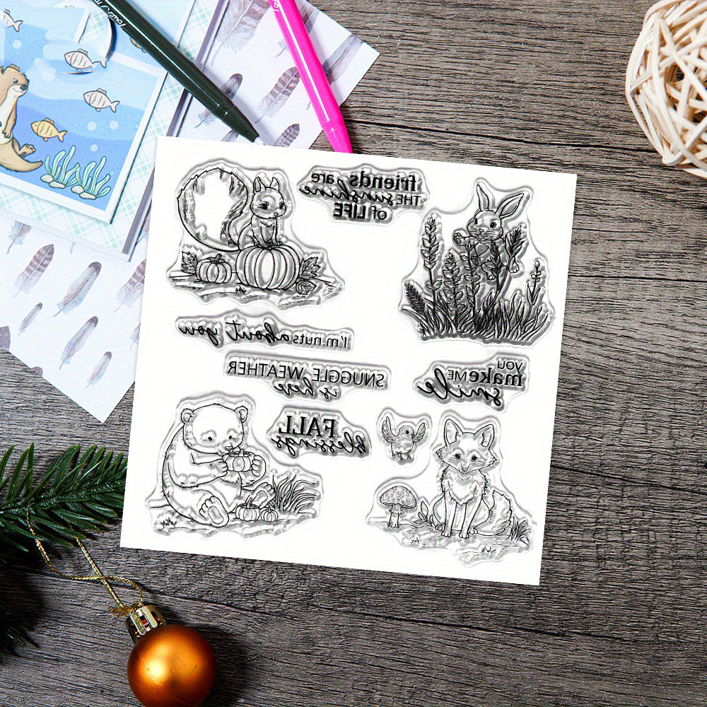 Autumn Cute Animals Pumpkin Clear Stamps