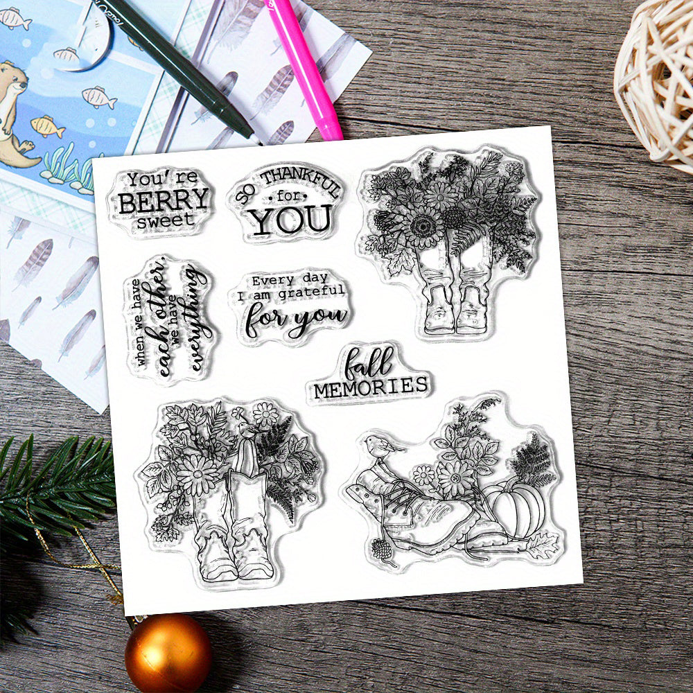 Autumn Flowers and Boots Dies & Stamps Set