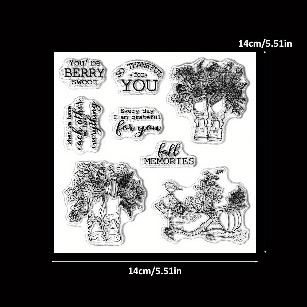 Autumn Flowers and Boots Dies & Stamps Set