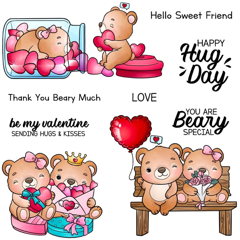 Valentine's Day Cute Couple Bears Dies & Stamps Set