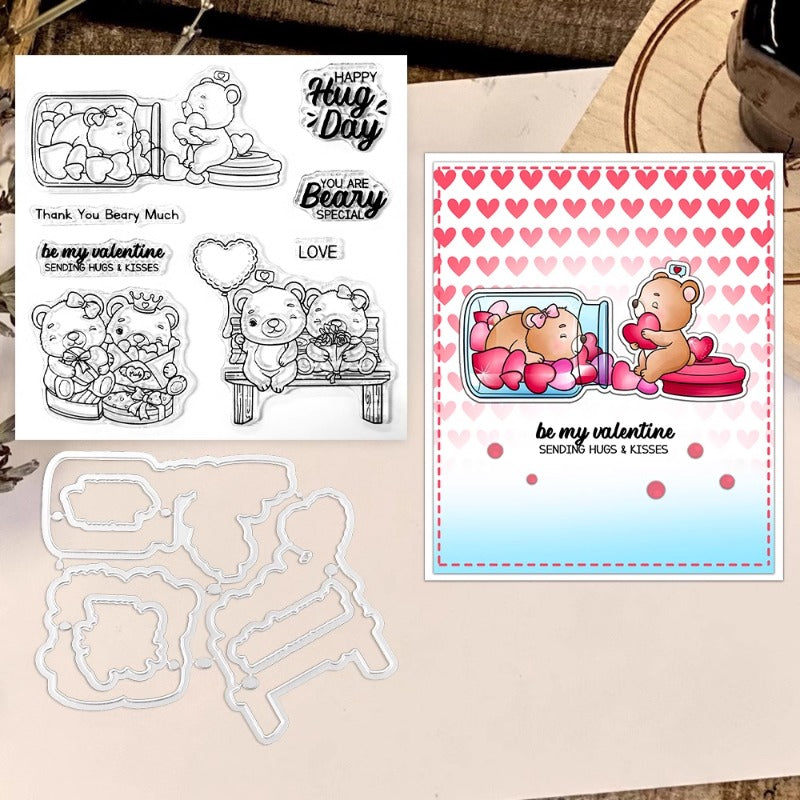 Valentine's Day Cute Couple Bears Dies & Stamps Set