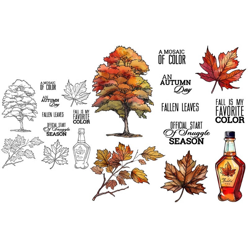 Autumn Maple Leaves Dies & Stamps Set