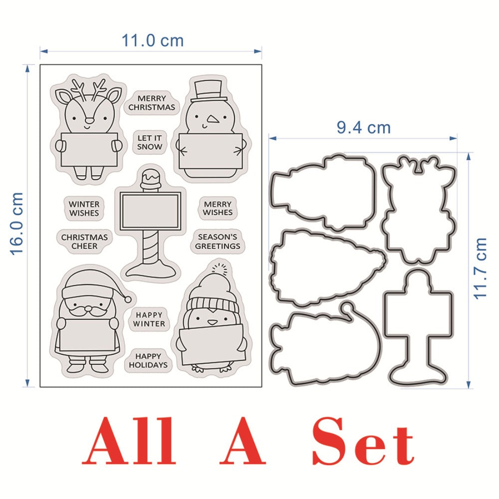 Winter Animals Message Board Dies & Stamps Set
