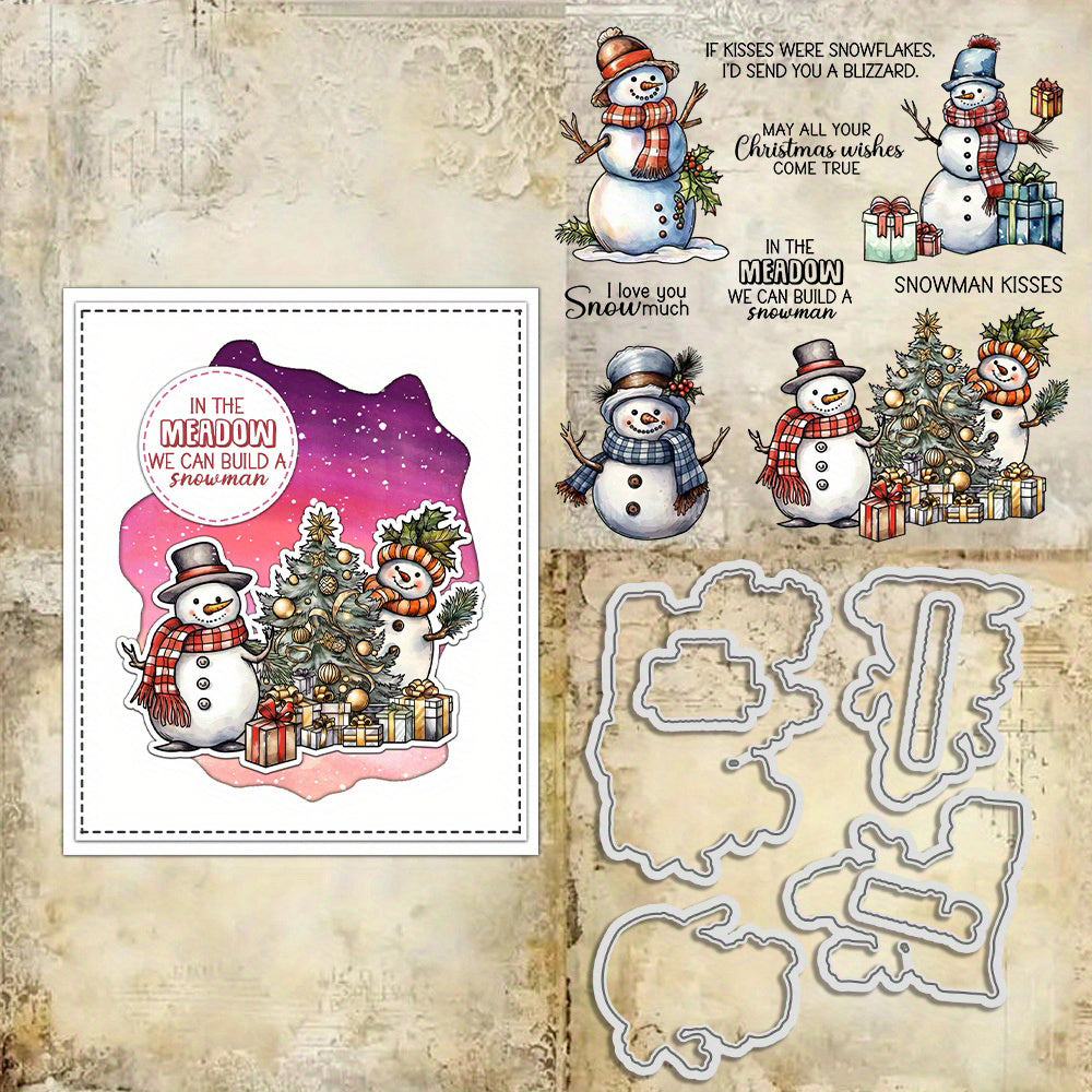 Winter Snowman Christmas Gift Dies & Stamps Set
