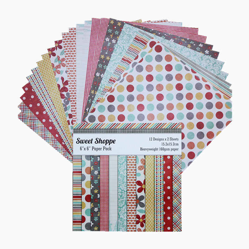 24PCS 6" Sweet Candy Scrapbook Paper & Cardstock