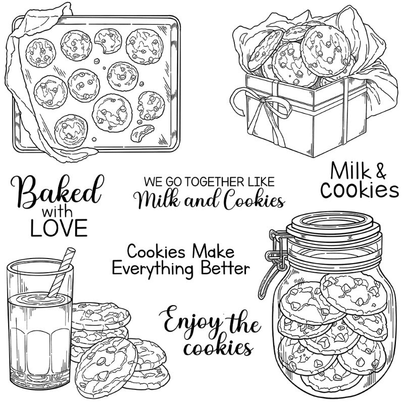 Baked Cookies & Milk Clear Stamps