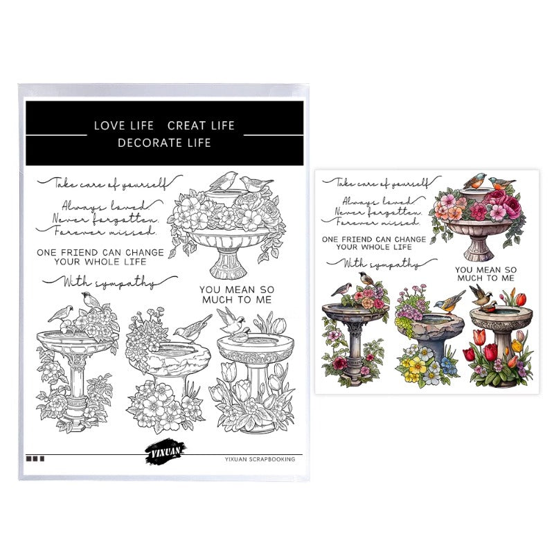 Garden Birds & Flowers Dies & Stamps Set