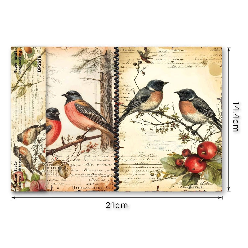 A5 Vintage Birds Journal Scrapbook Paper