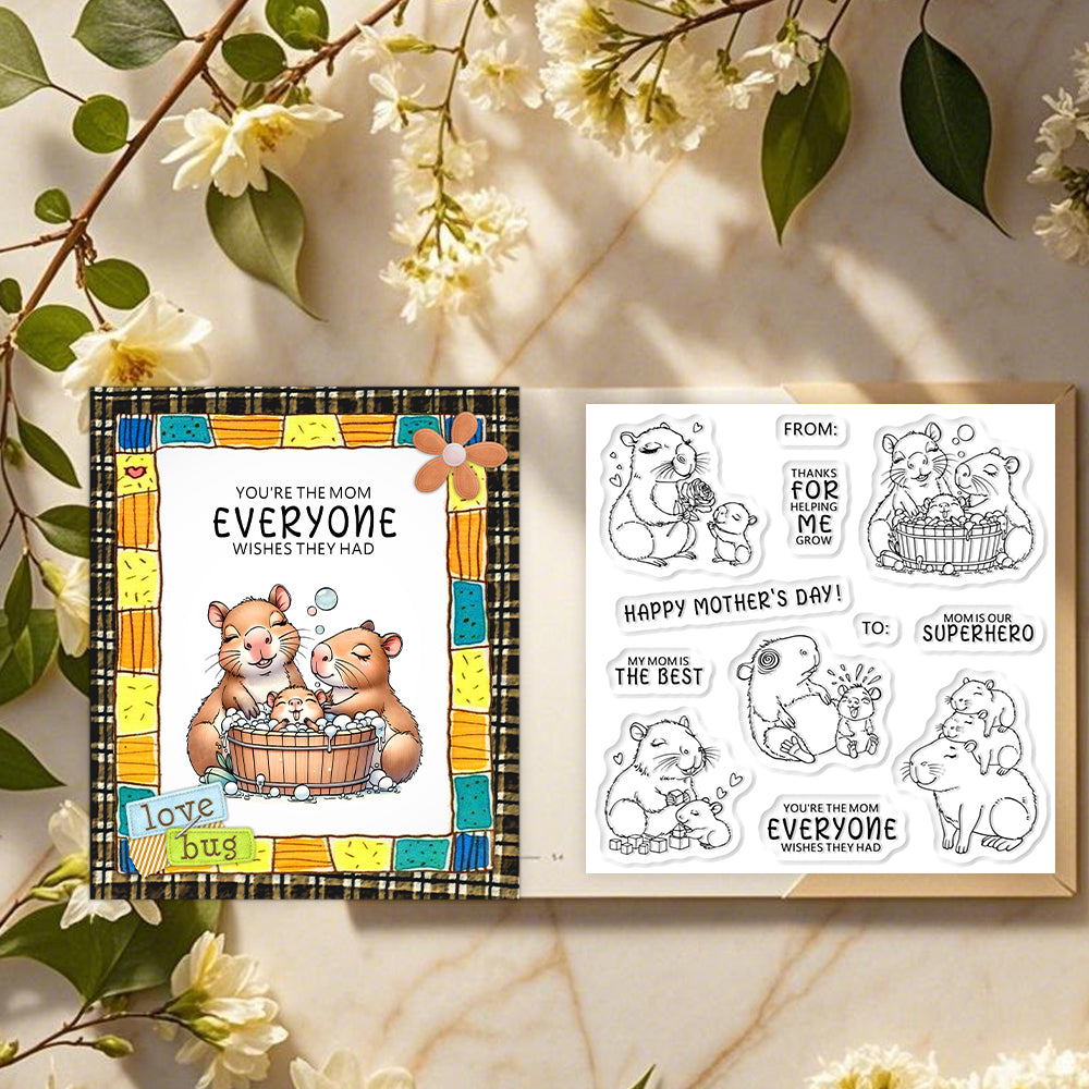 Mom Baby Capybara Dies & Stamps Set