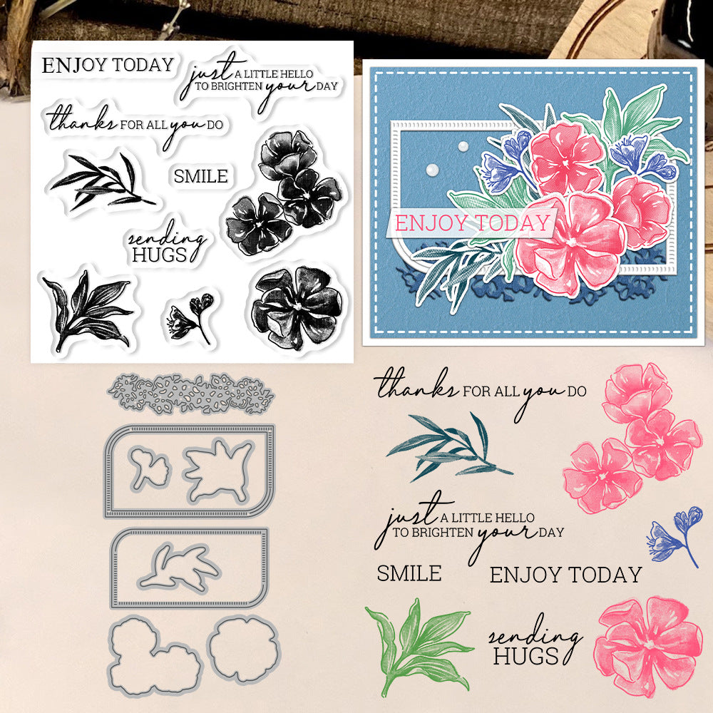 Flowers and Leaves Pattern Dies & Stamps Set