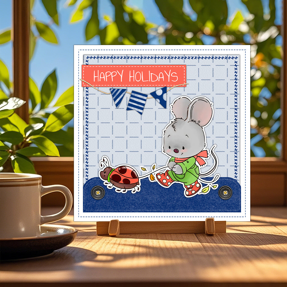 Cartoon Little Mouse Dies & Stamps Set