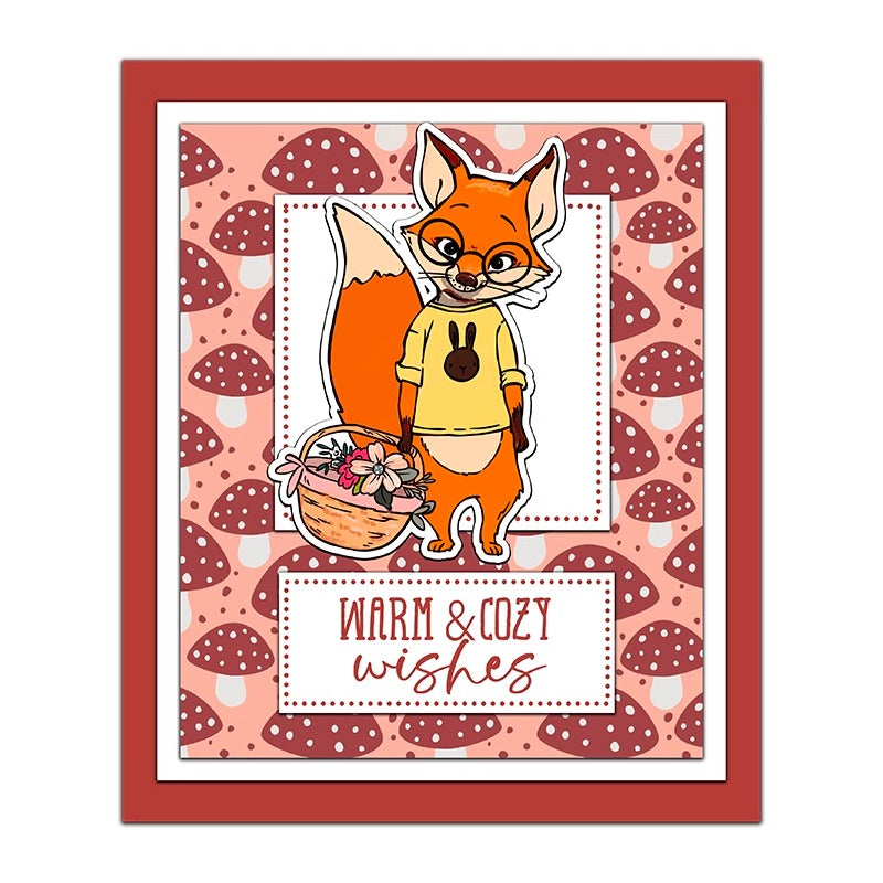 Cute Fox Rose Basket Dies & Stamps Set