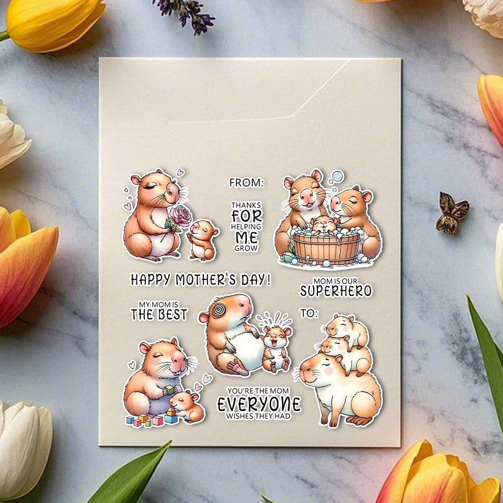 Mom Baby Capybara Dies & Stamps Set