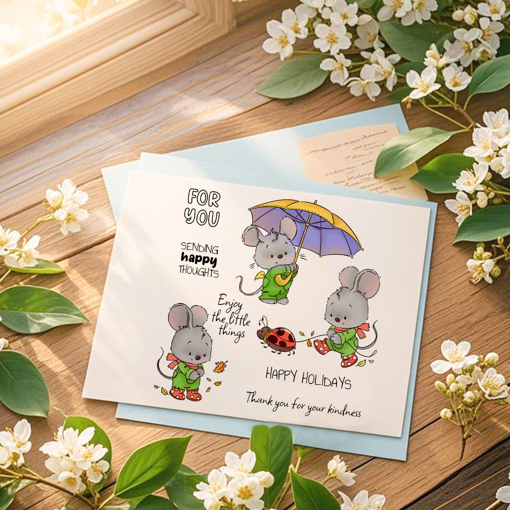 Cartoon Little Mouse Dies & Stamps Set