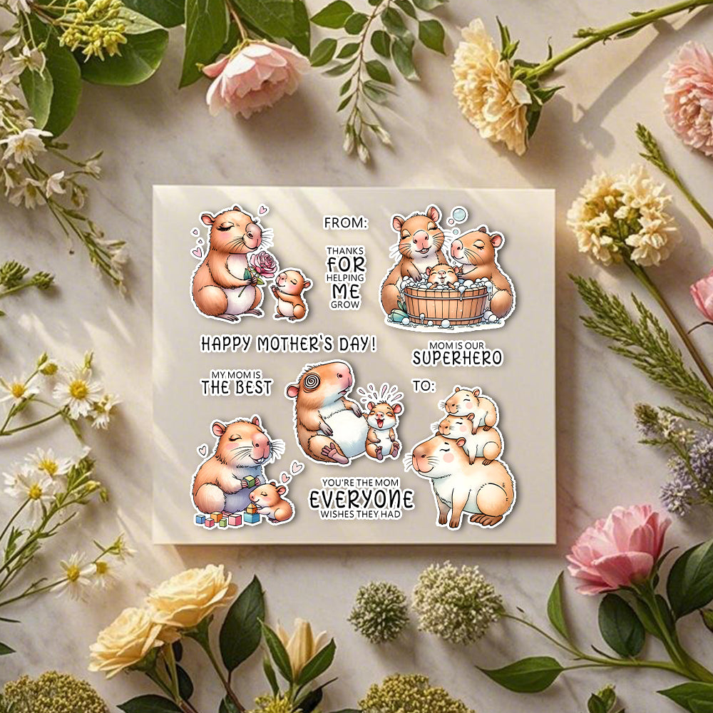 Mom Baby Capybara Dies & Stamps Set