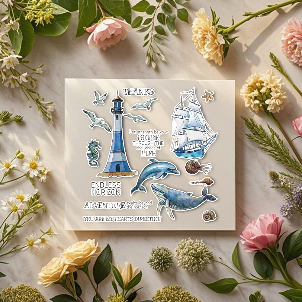 Lighthouse Boat Dolphin Dies & Stamps Set