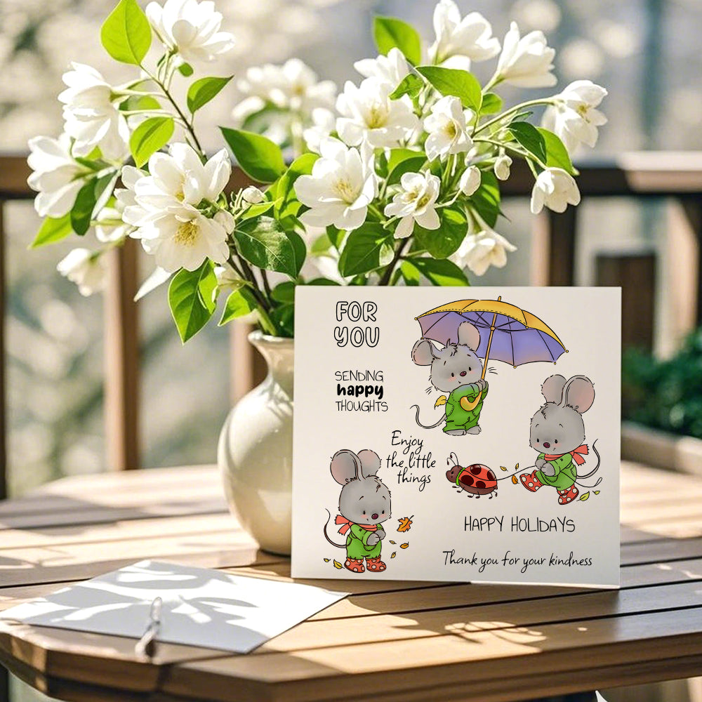Cartoon Little Mouse Dies & Stamps Set