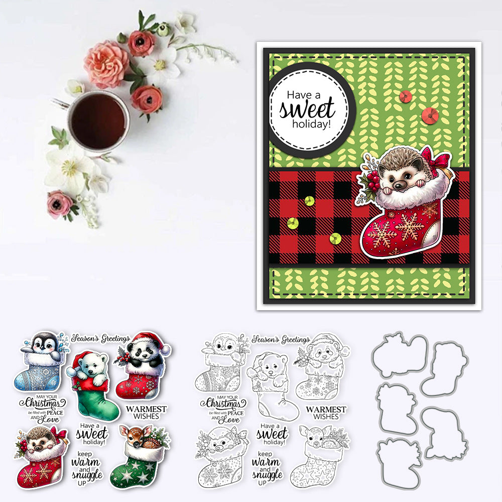 Animals In Christmas Stockings Dies & Stamps Set