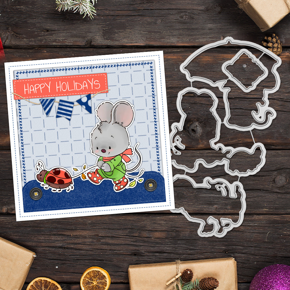 Cartoon Little Mouse Dies & Stamps Set