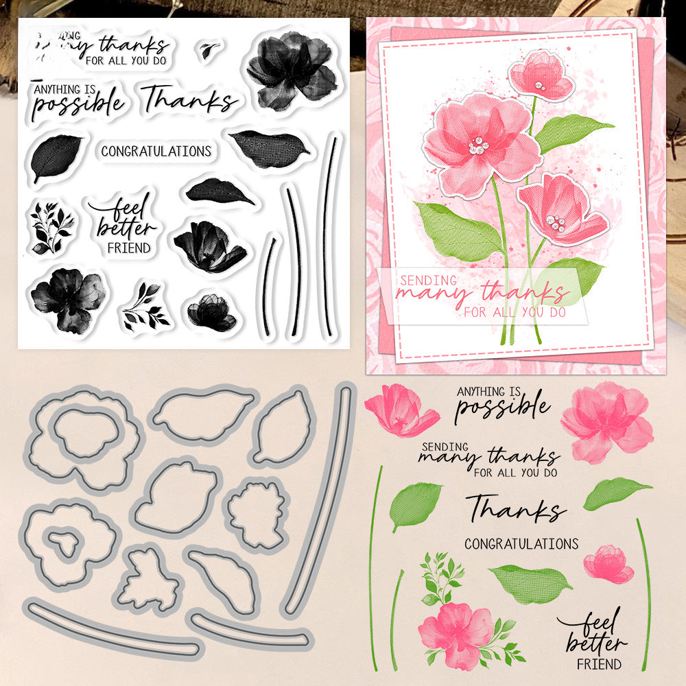 Flowers and Leaves Pattern Dies & Stamps Set