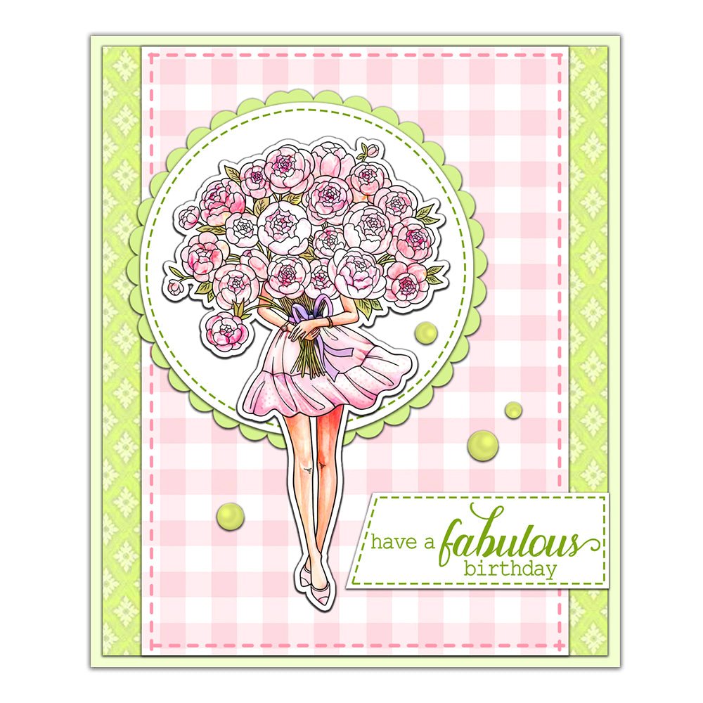 Girl Holding Flowers Dies & Stamps Set