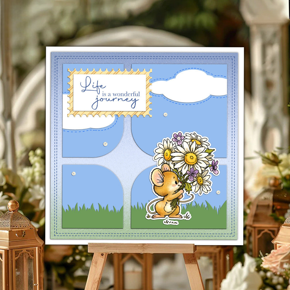 Mouse Flowers Dies & Stamps Set