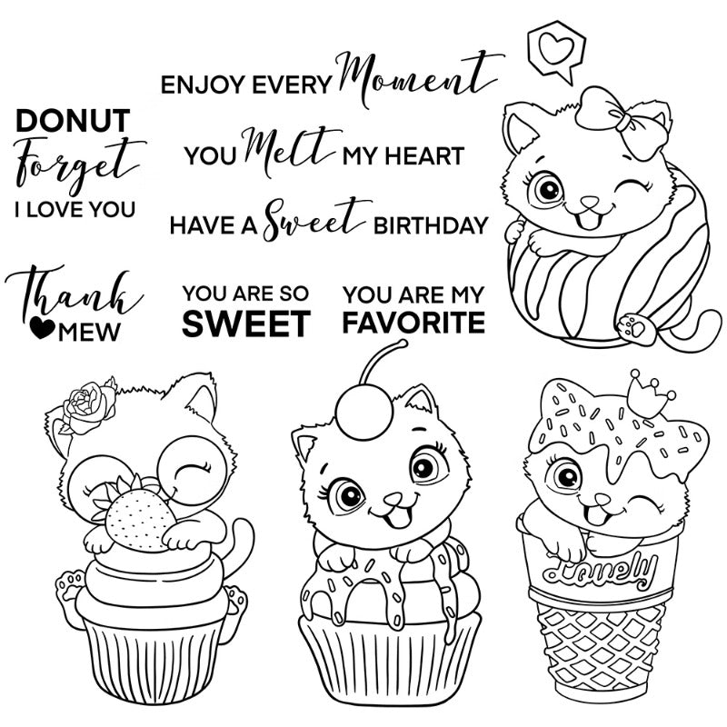 Cute Kitten Cupcakes Dies & Stamps Set
