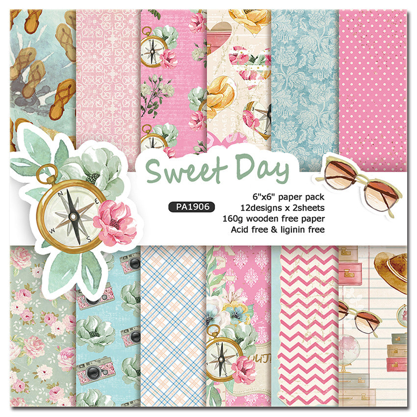 24PCS 6" Sweet Day Scrapbook Paper & Cardstock