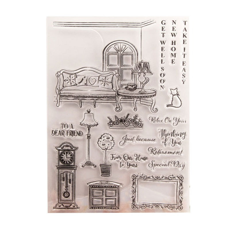 Retro Sofa Clock Clear Stamps