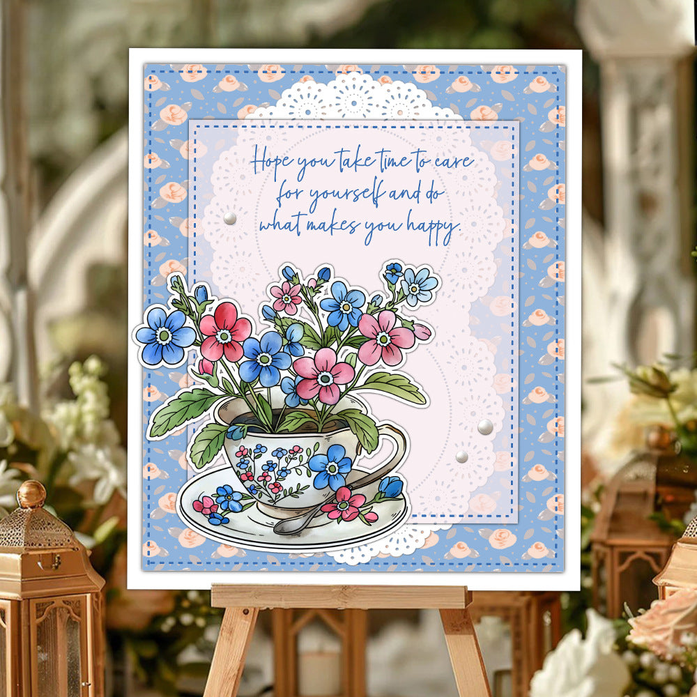 Teacup Flower Envelope Clear Stamps