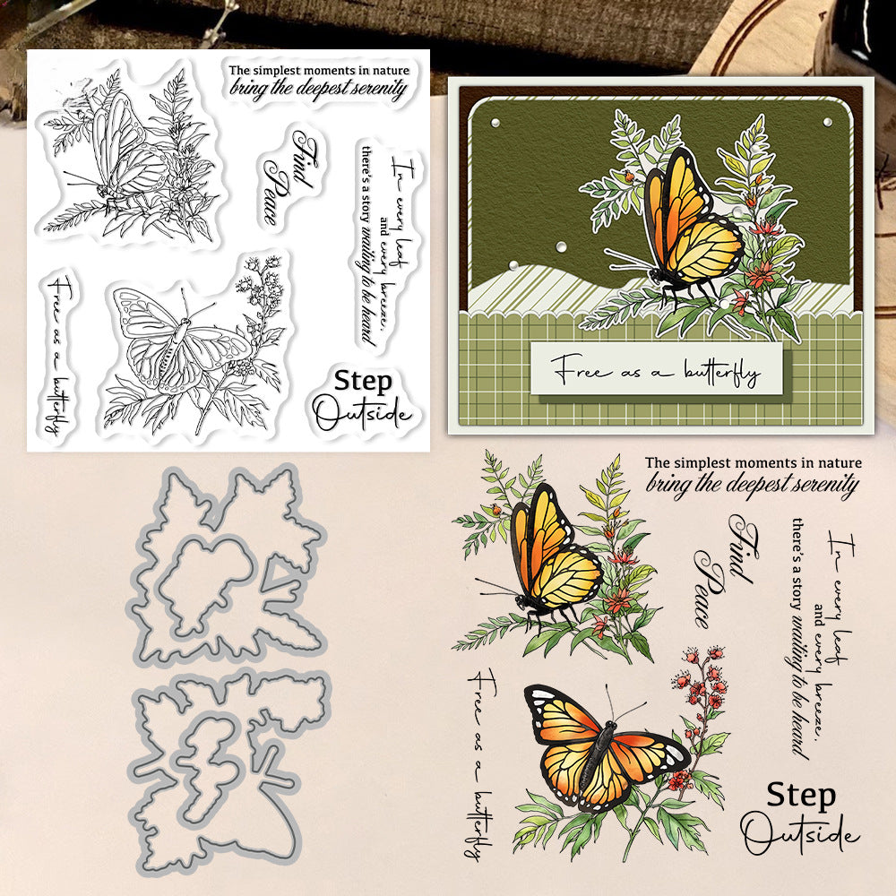 Flowers and Butterflies Dies & Stamps Set