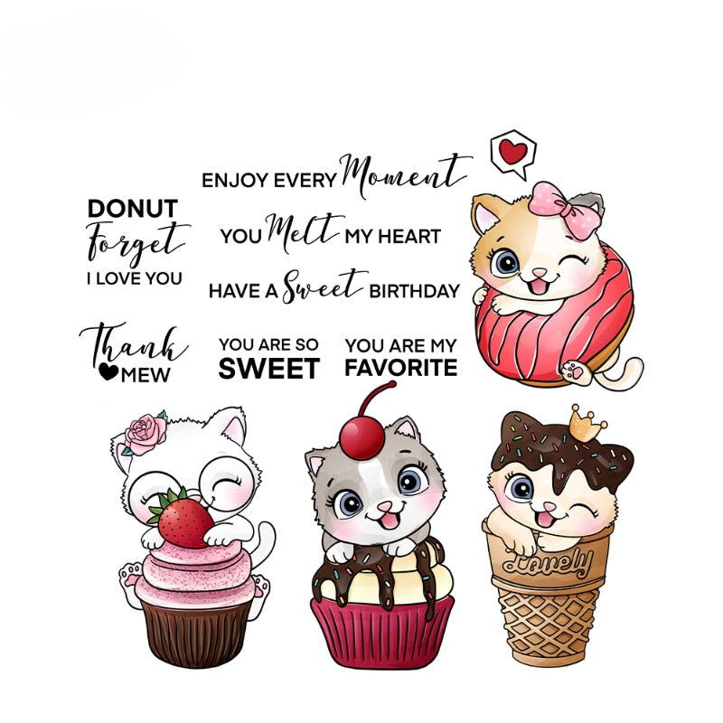 Cute Kitten Cupcakes Dies & Stamps Set