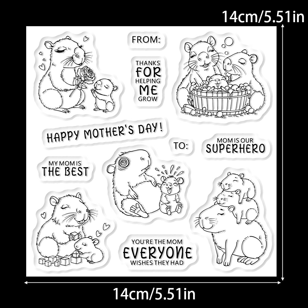 Mom Baby Capybara Dies & Stamps Set