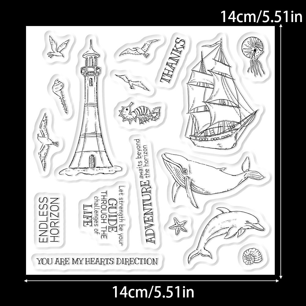 Lighthouse Boat Dolphin Dies & Stamps Set