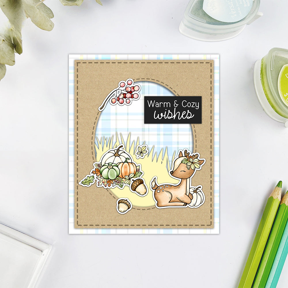 Cute Animals and Autumn Harvest Pumpkins Dies & Stamps Set