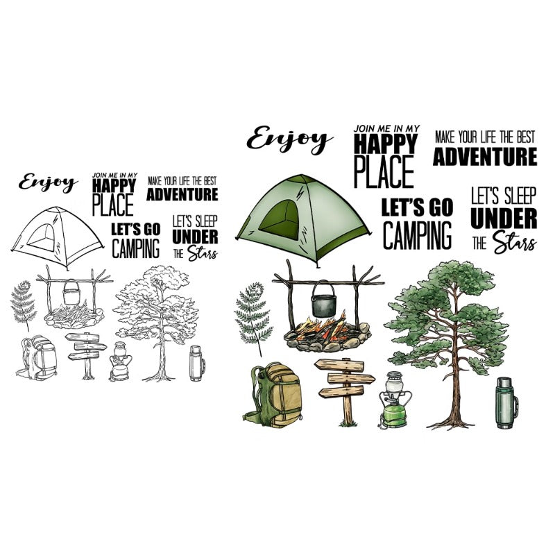 Outdoor Camping Tent Dies & Stamps Set