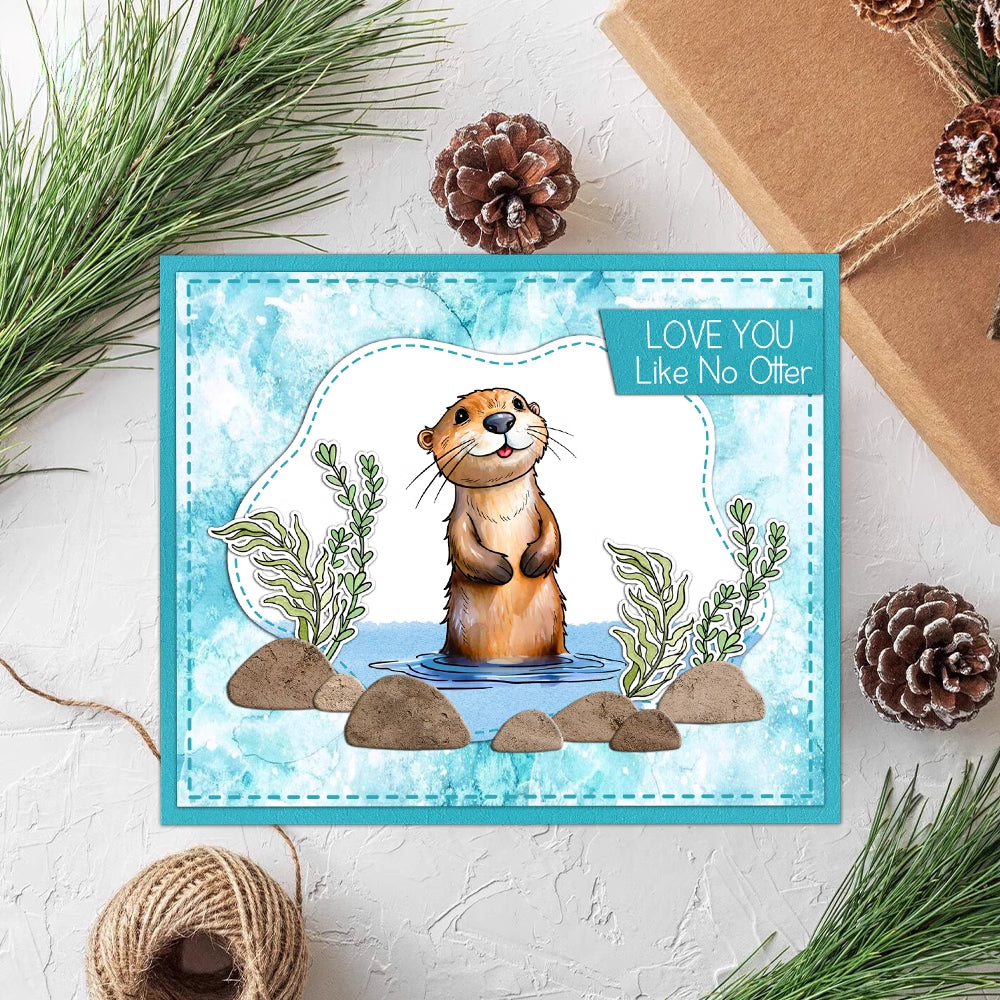 Cute Cartoon Otters Dies & Stamps Set