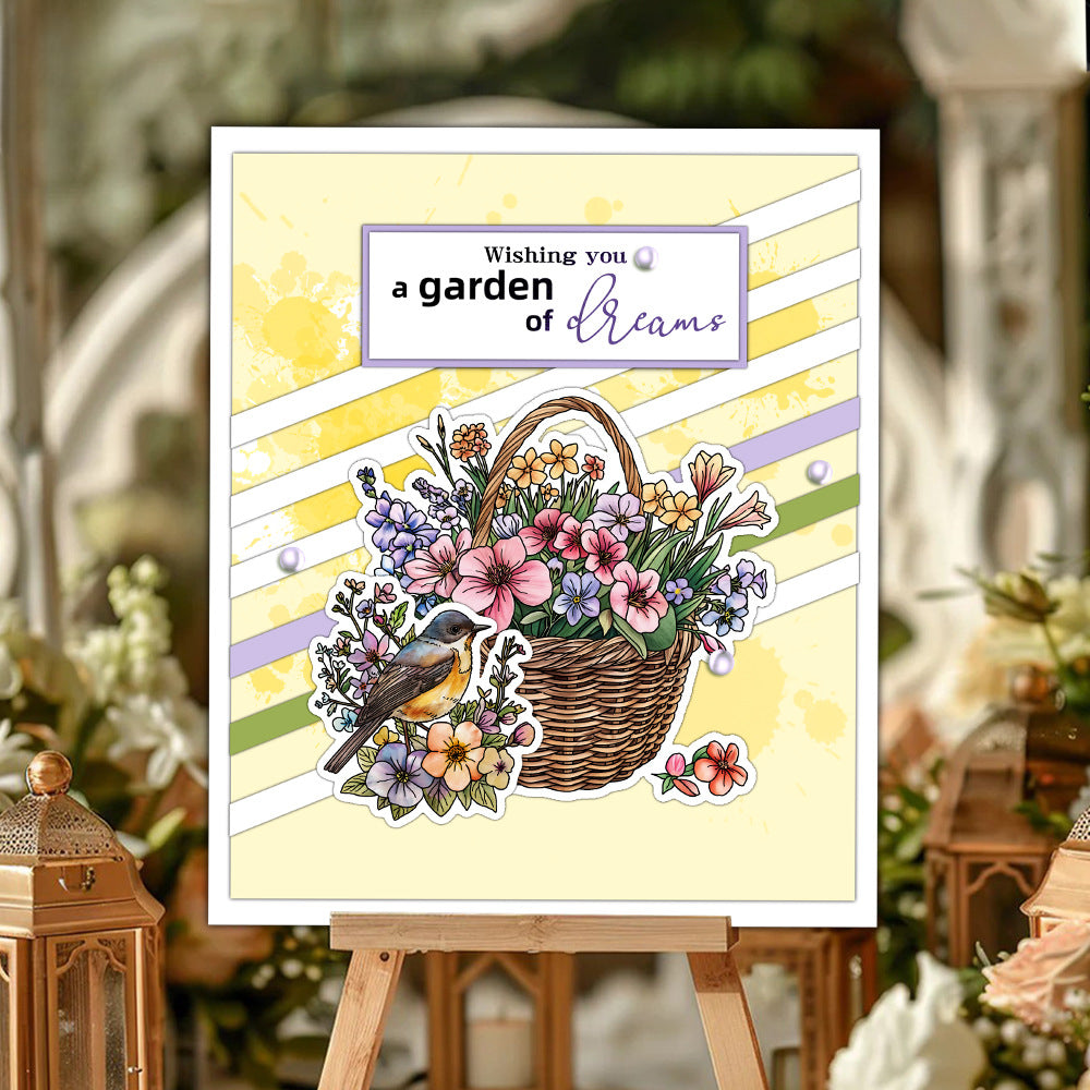 Flower Basket Bird Clear Stamps