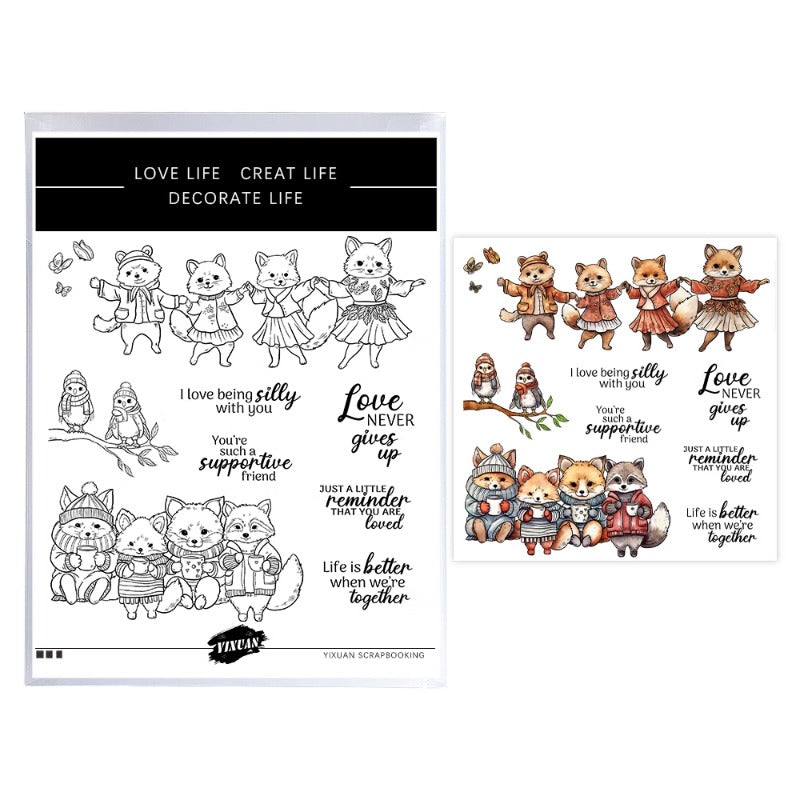 Cute Cartoon Foxs Dies & Stamps Set