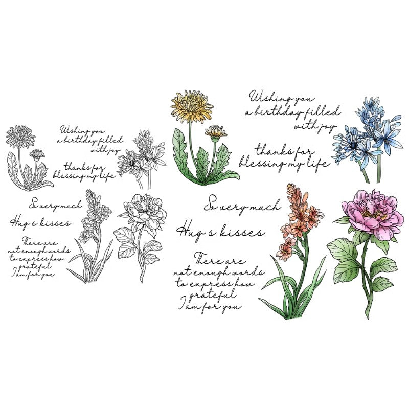 Various Flowers Blooming In Spring Dies & Stamps Set