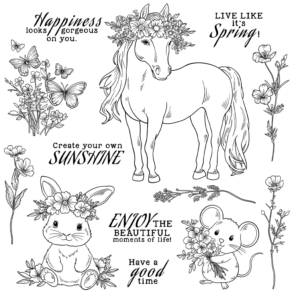 Animals and Flowers Clear Stamps