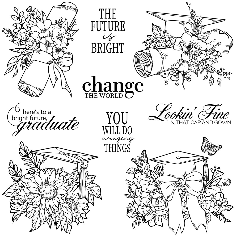 Graduation Season Doctoral Hat Dies & Stamps Set