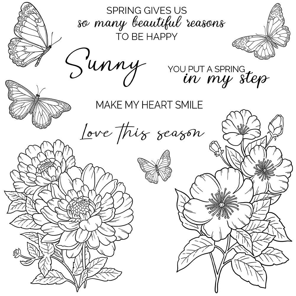Flowers and Butterflies Dies & Stamps Set
