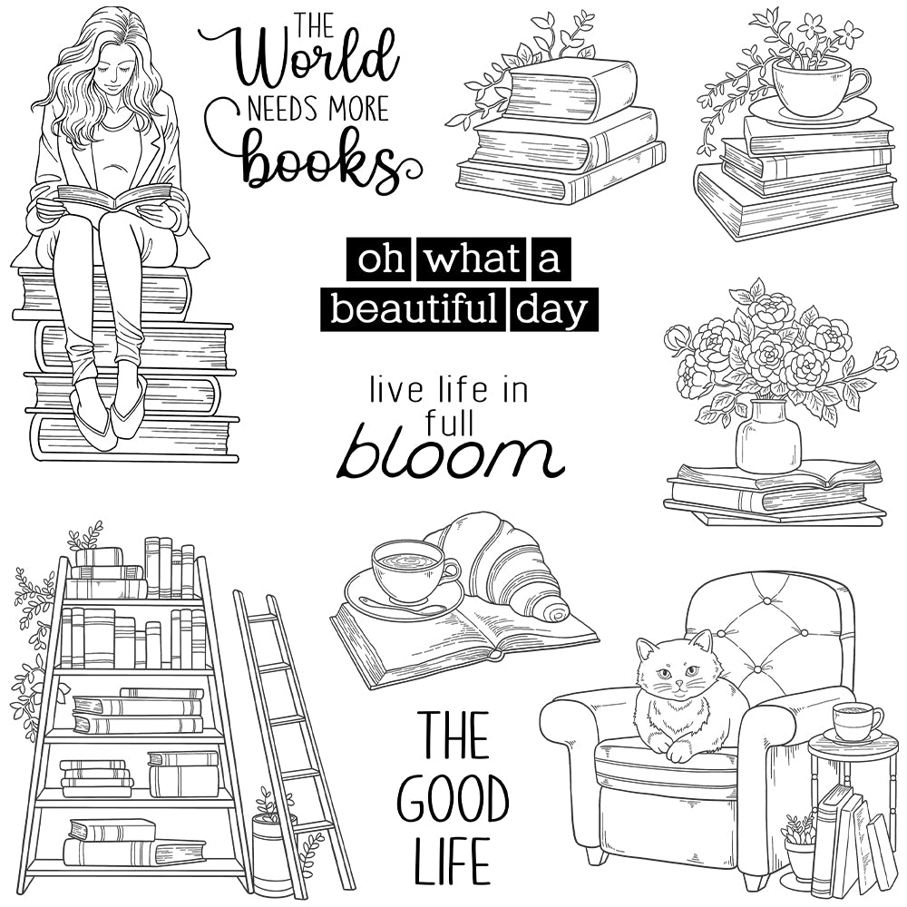 Soft Home and Reading Girl Dies & Stamps Set