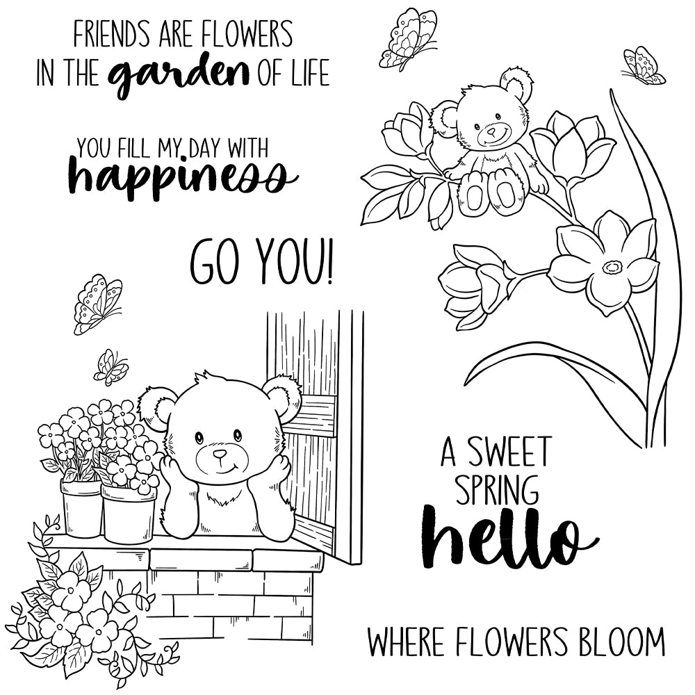 Bear and Flowers Dies & Stamps Set